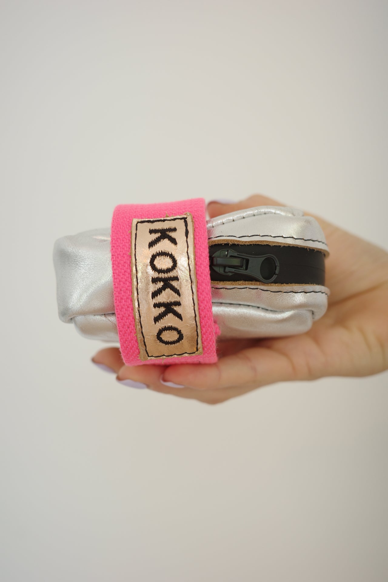 Saddle bag Silver + Pink