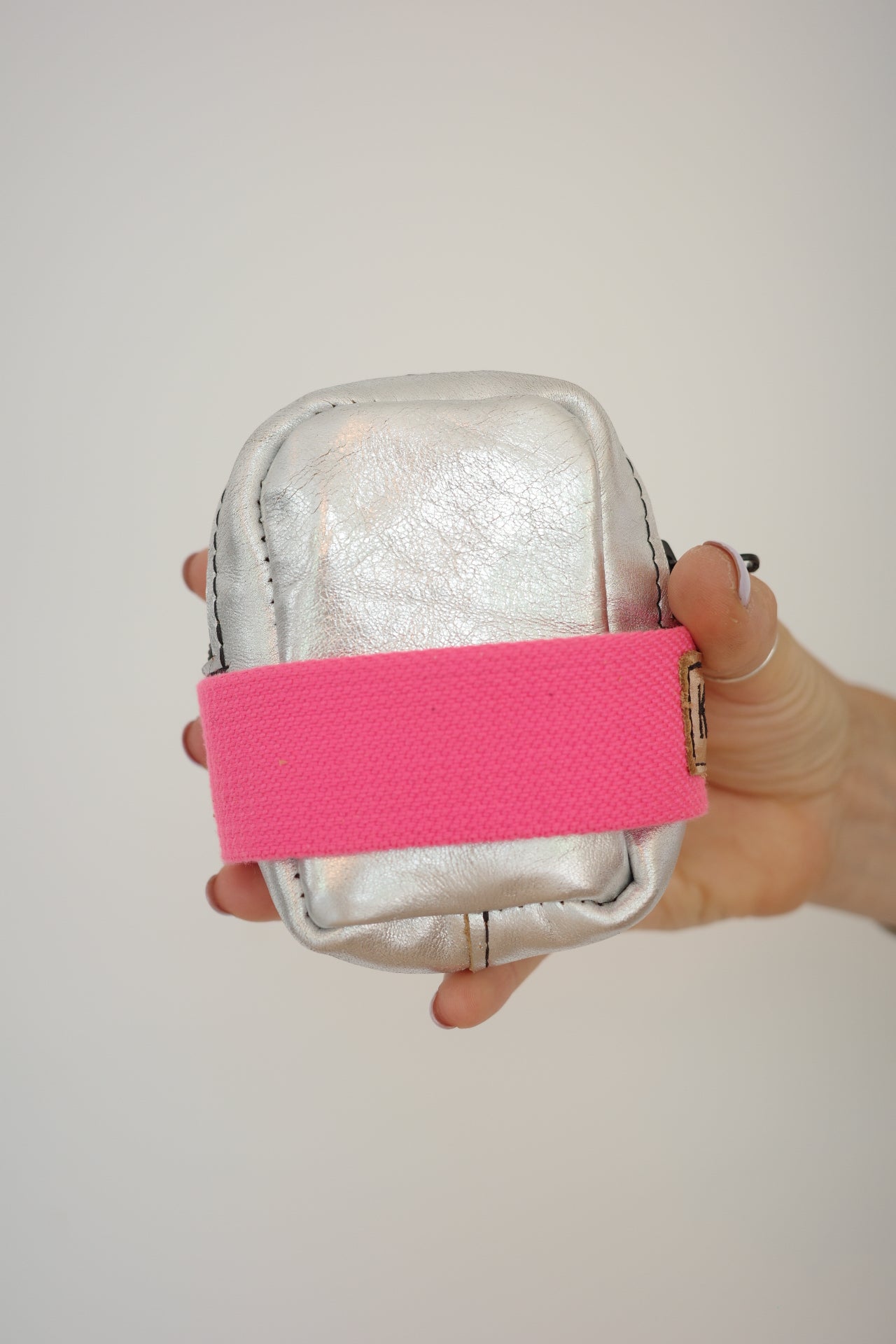 Saddle bag Silver + Pink