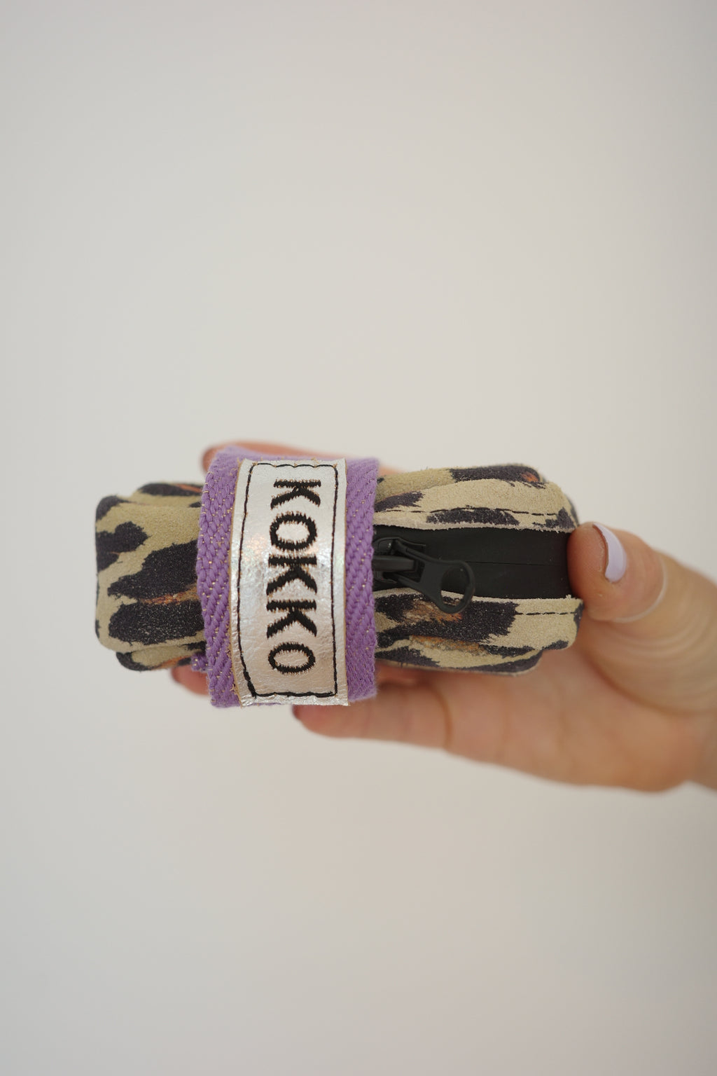 Saddle bag Leopard + Purple strap