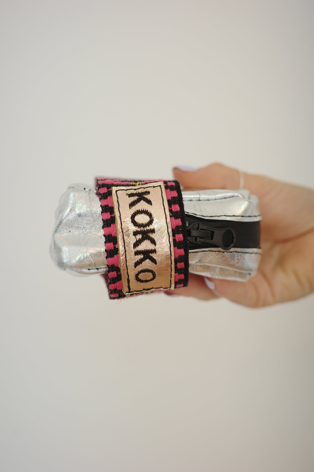 Saddle bag Silver + Ethnic pink