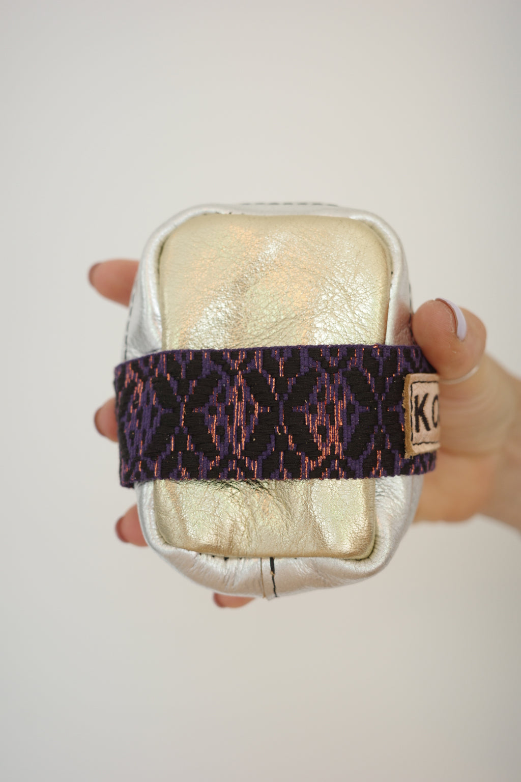 Saddle bag Bicolore Gold and Pink gold + Purple print