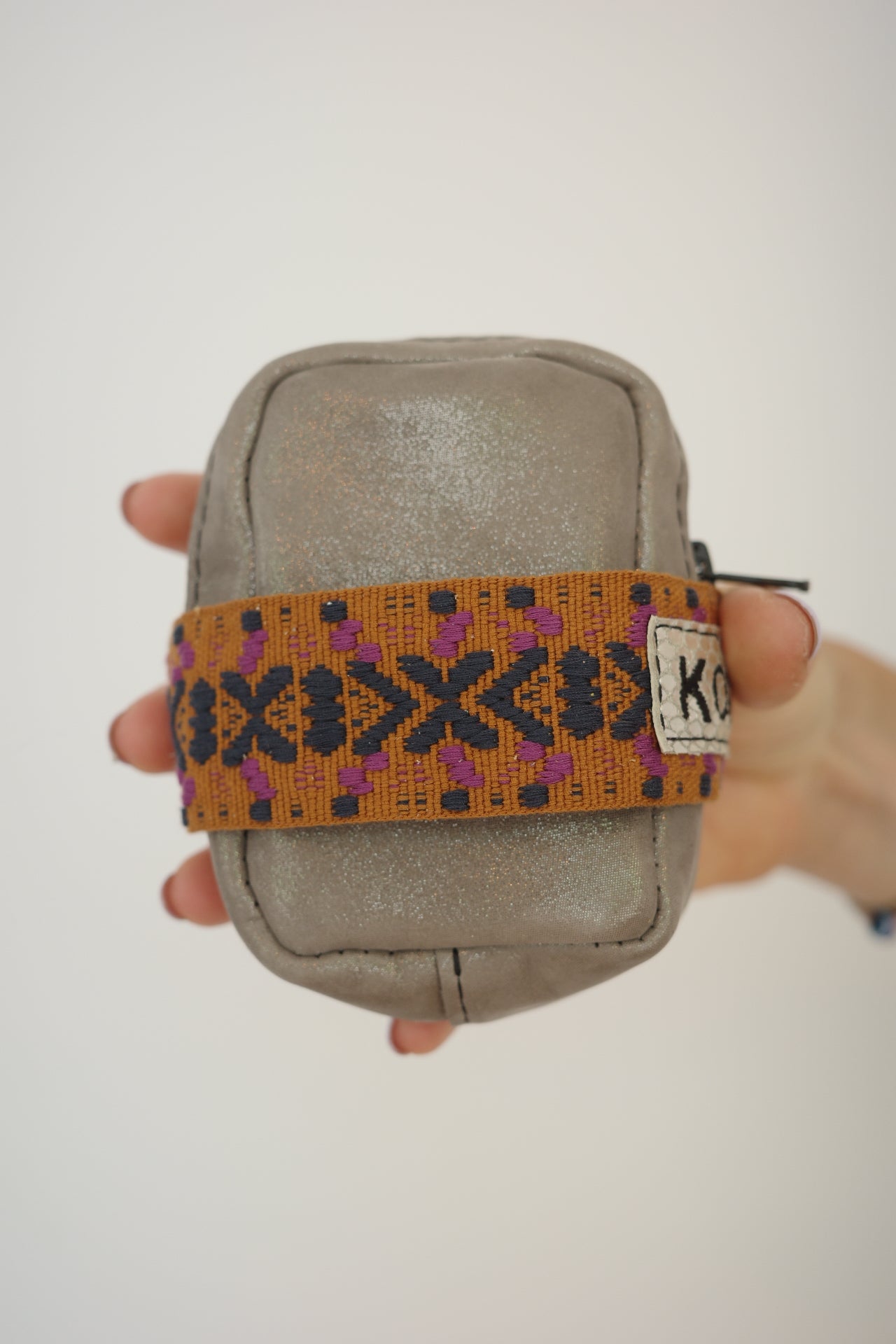 Saddle bag Grey + Ethnic camel