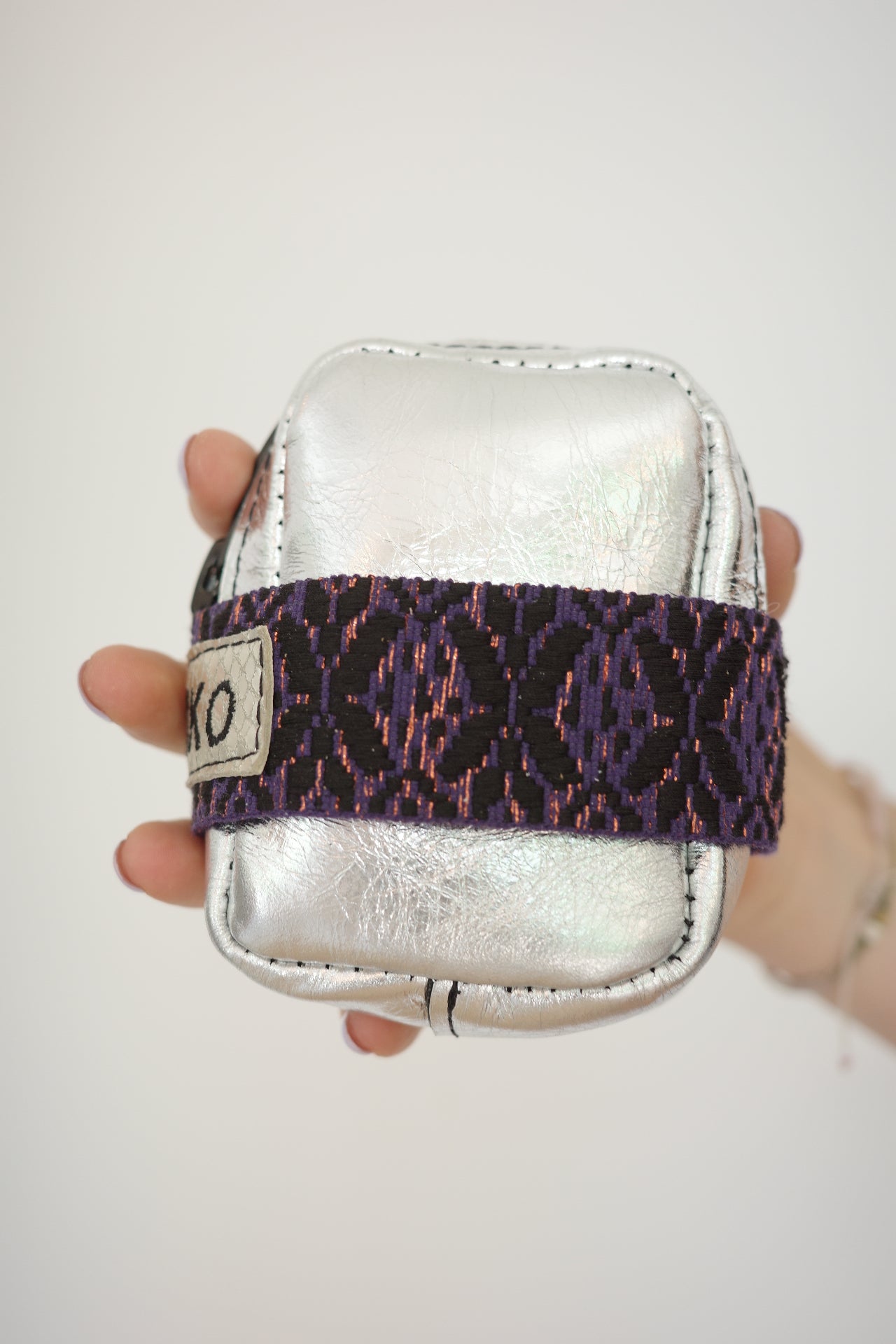 Saddle bag Silver +Purple strap