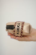 Saddle bag Pink Gold + Beige/Purple strap