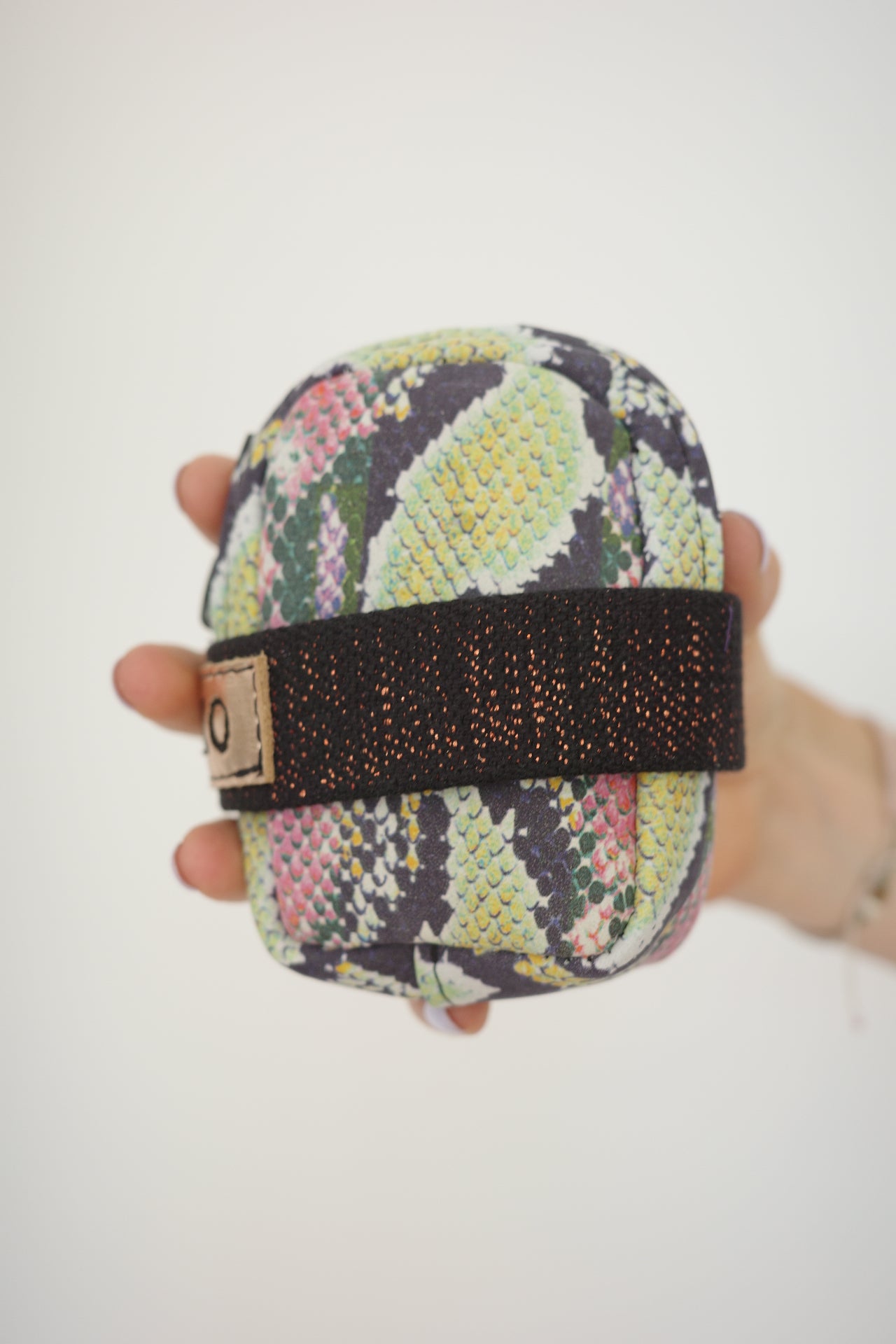 Saddle bag Multicolor Snake + Black sparkly strap