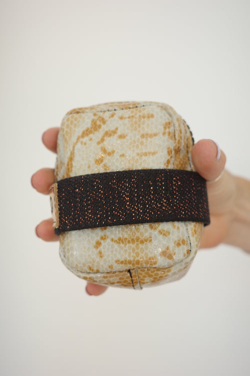 Saddle bag Brown Snake + Black Sparkly strap
