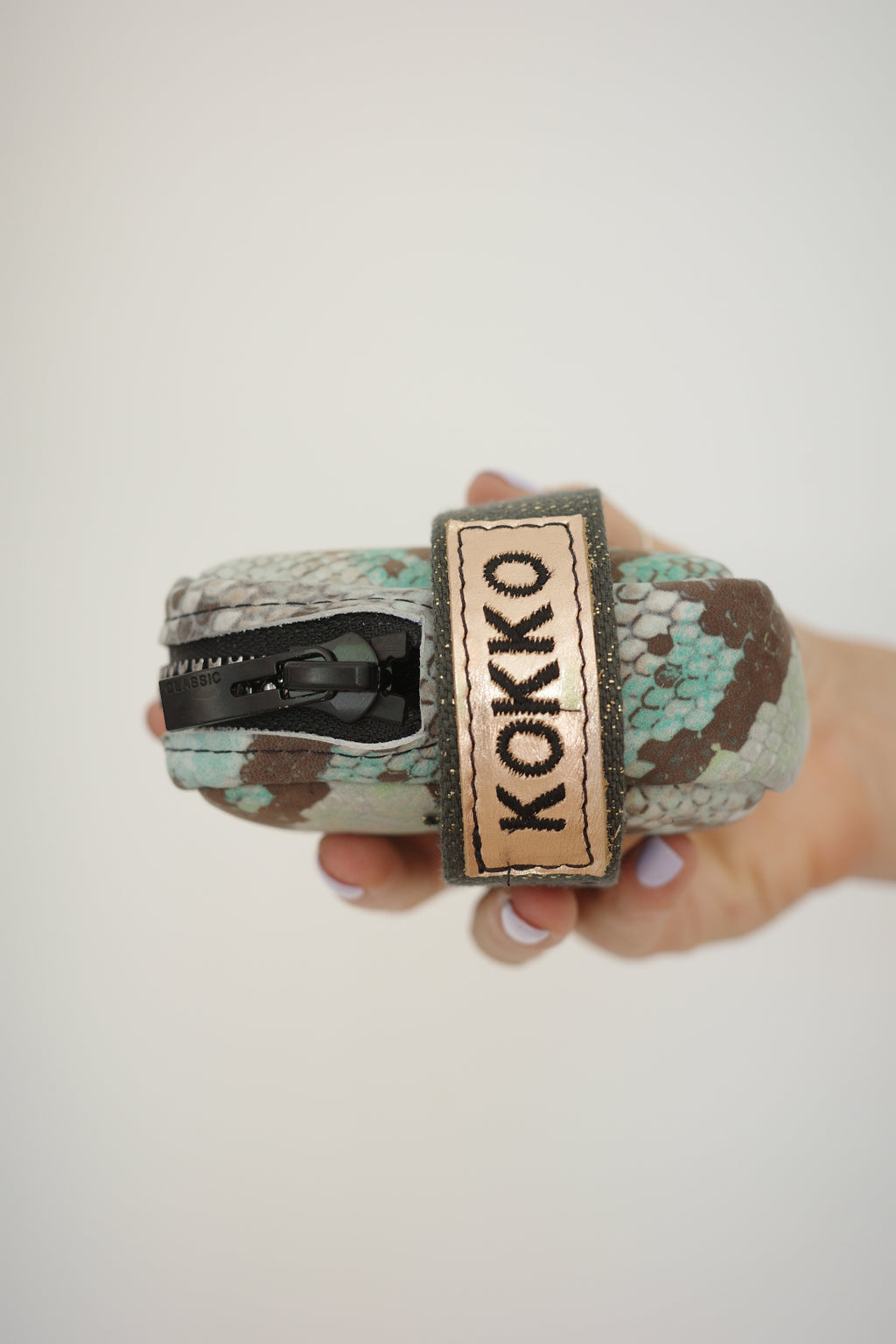 Saddle bag Green Snake + Green Sparkly strap
