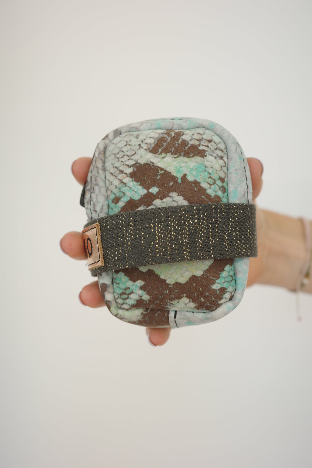Saddle bag Green Snake + Green Sparkly strap