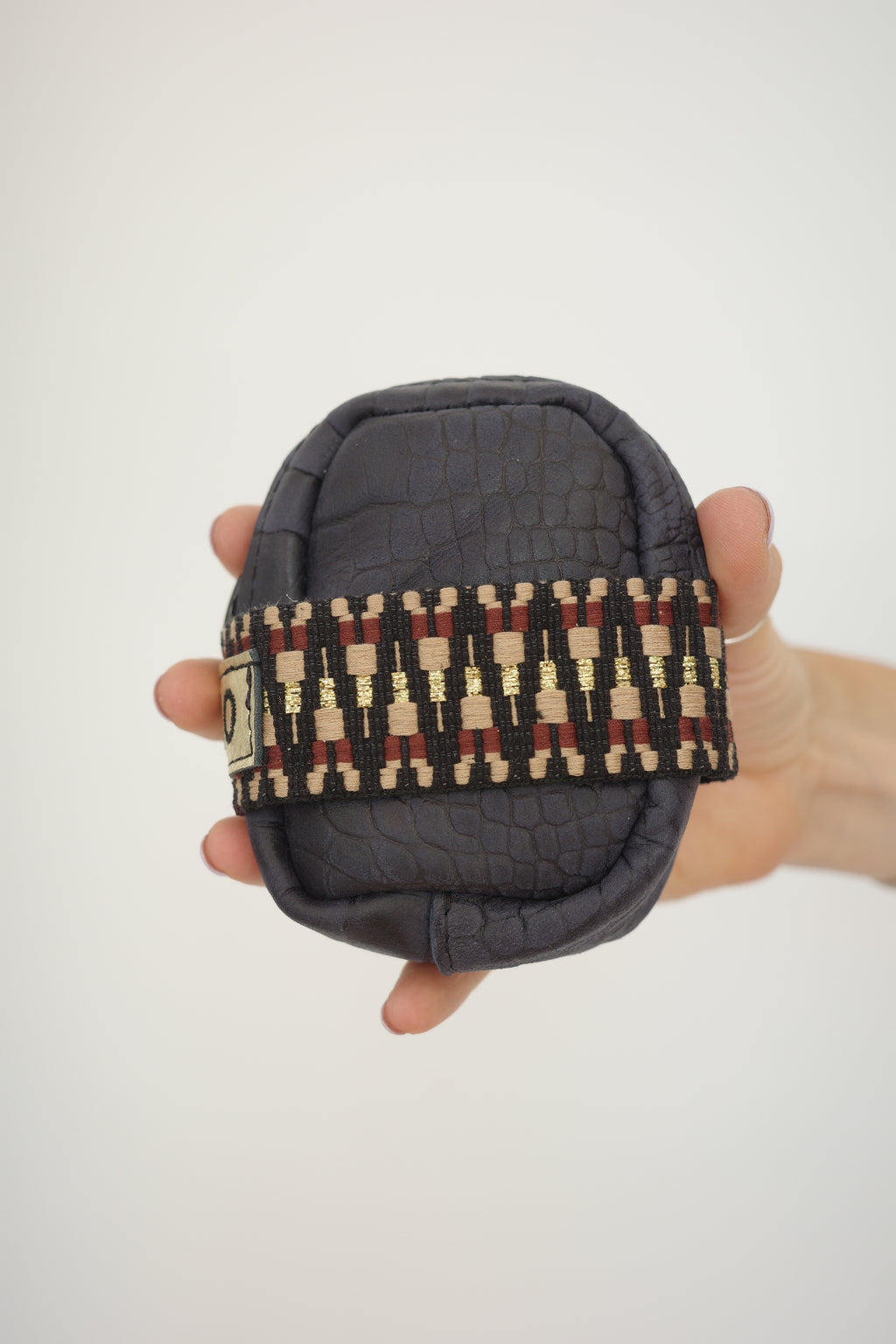Saddle bag Dark Blue Croco + Multi/brown strap