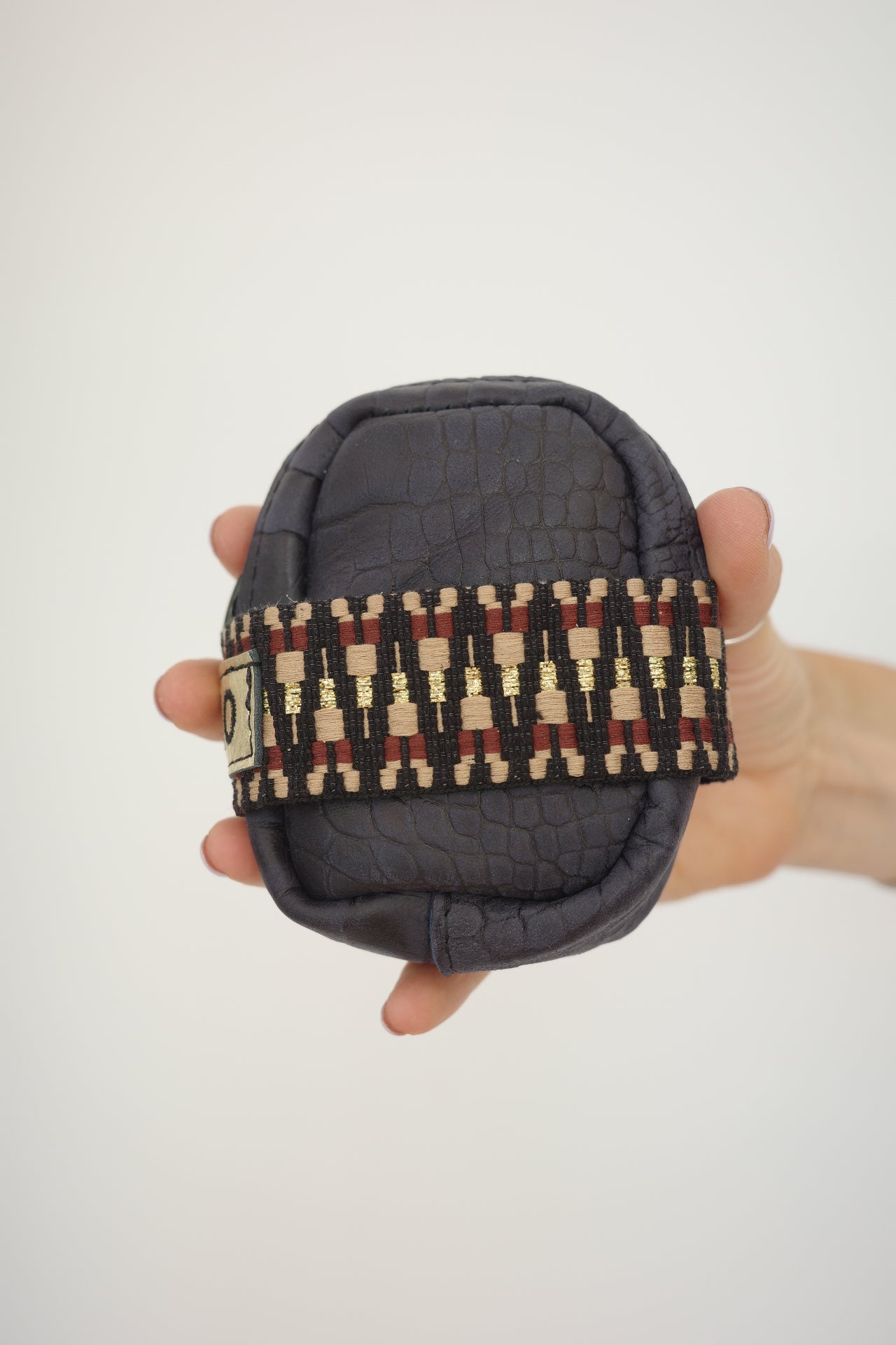 Saddle bag Dark Blue Croco + Multi/brown strap