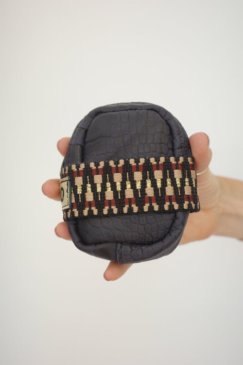 Saddle bag Dark Blue Croco + Multi/brown strap