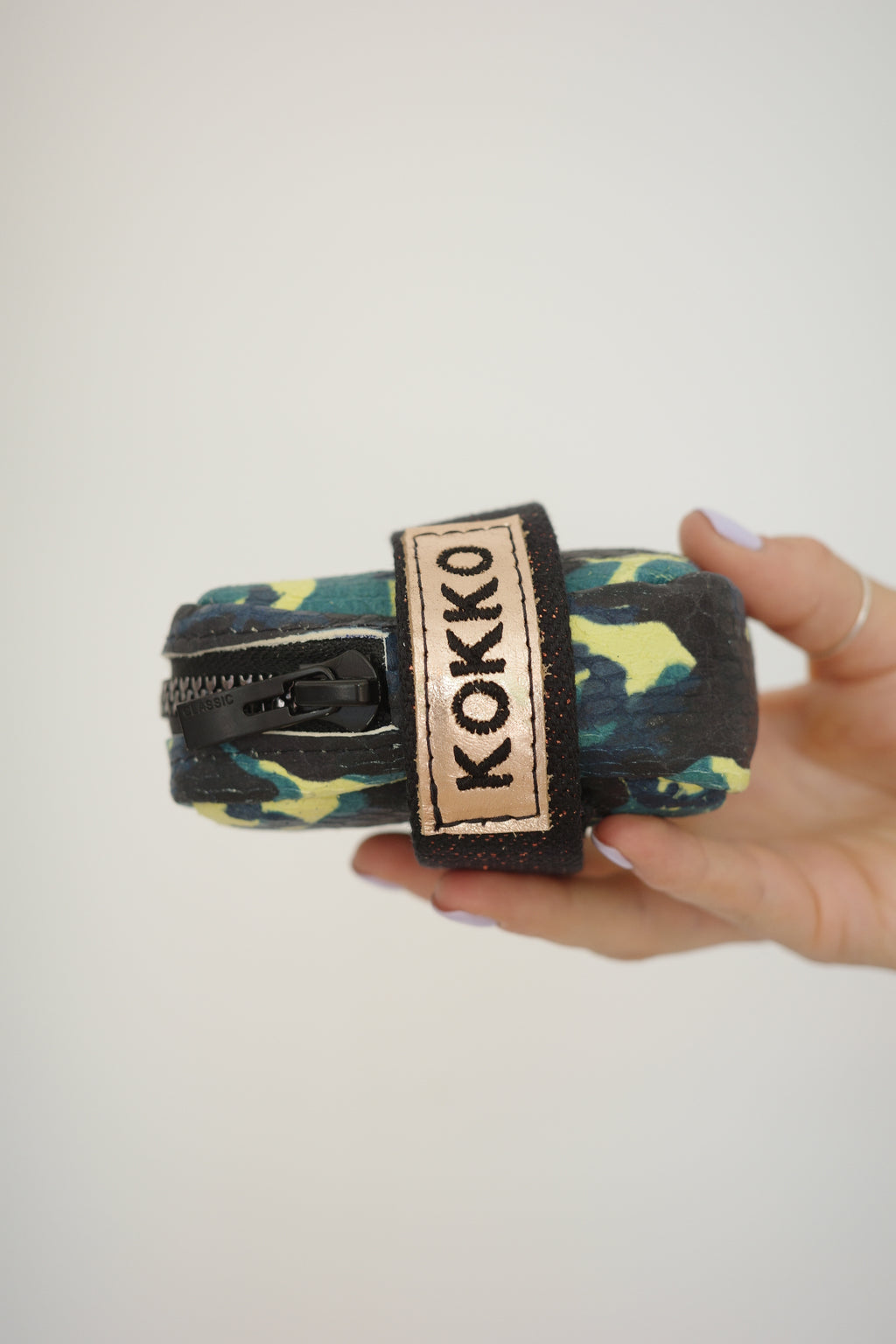 Saddle bag Military Print + Black Sparkly strap