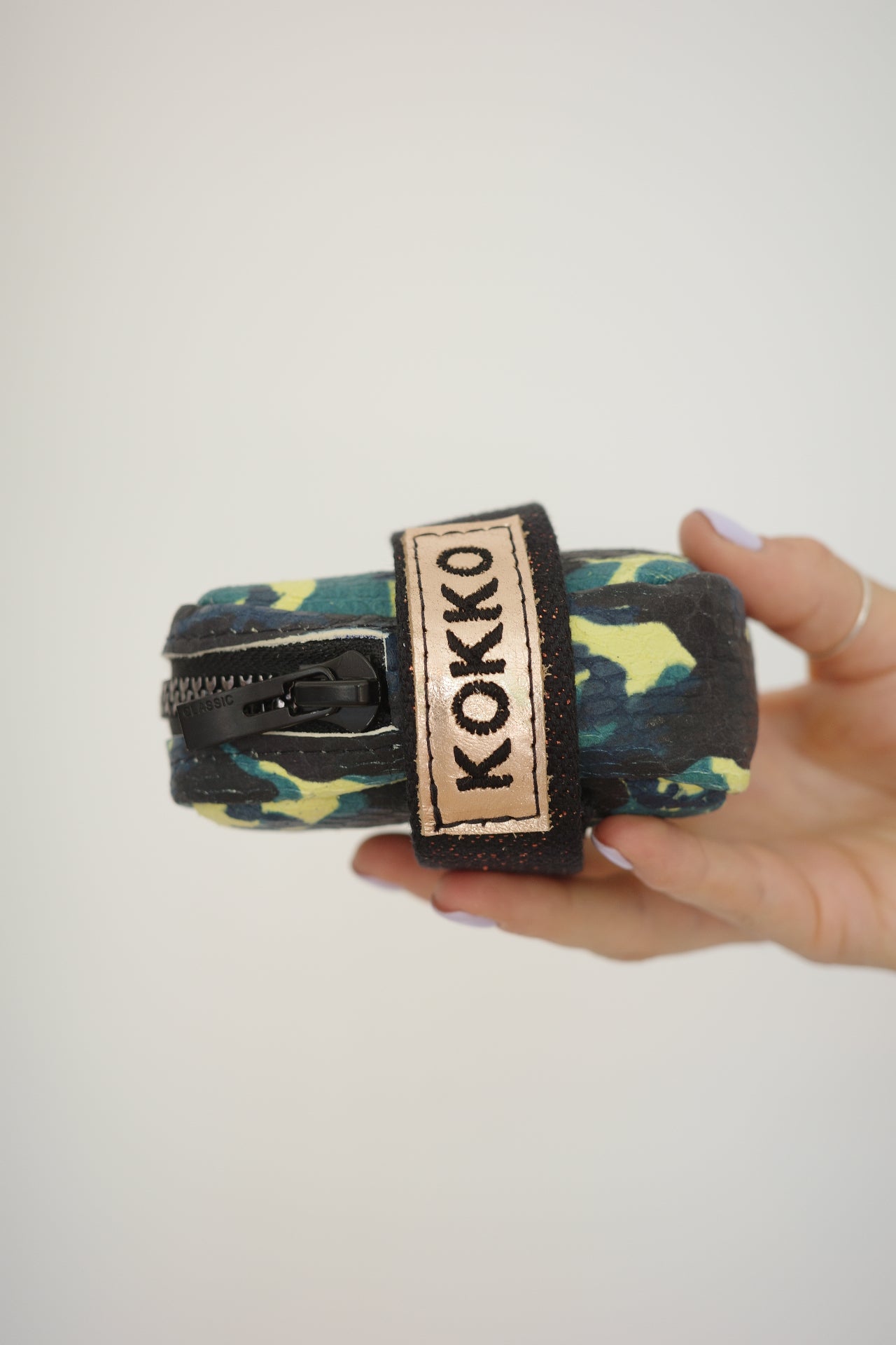 Saddle bag Military Print + Black Sparkly strap